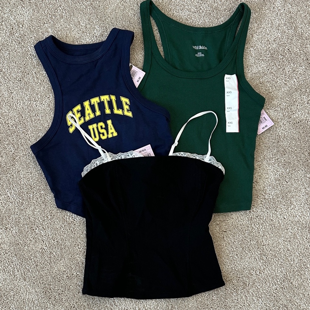 Wild Fable Navy, Green, and Black Tank Tops